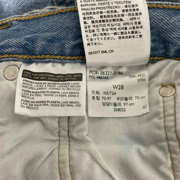 Levi’s Women’s 501 Jean Shorts Denim Ripped Button Fly Size W28 Faded Blue - Picture 11 of 13